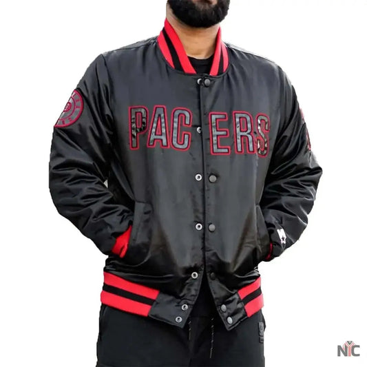 Black Indiana Pacers Satin Jacket
