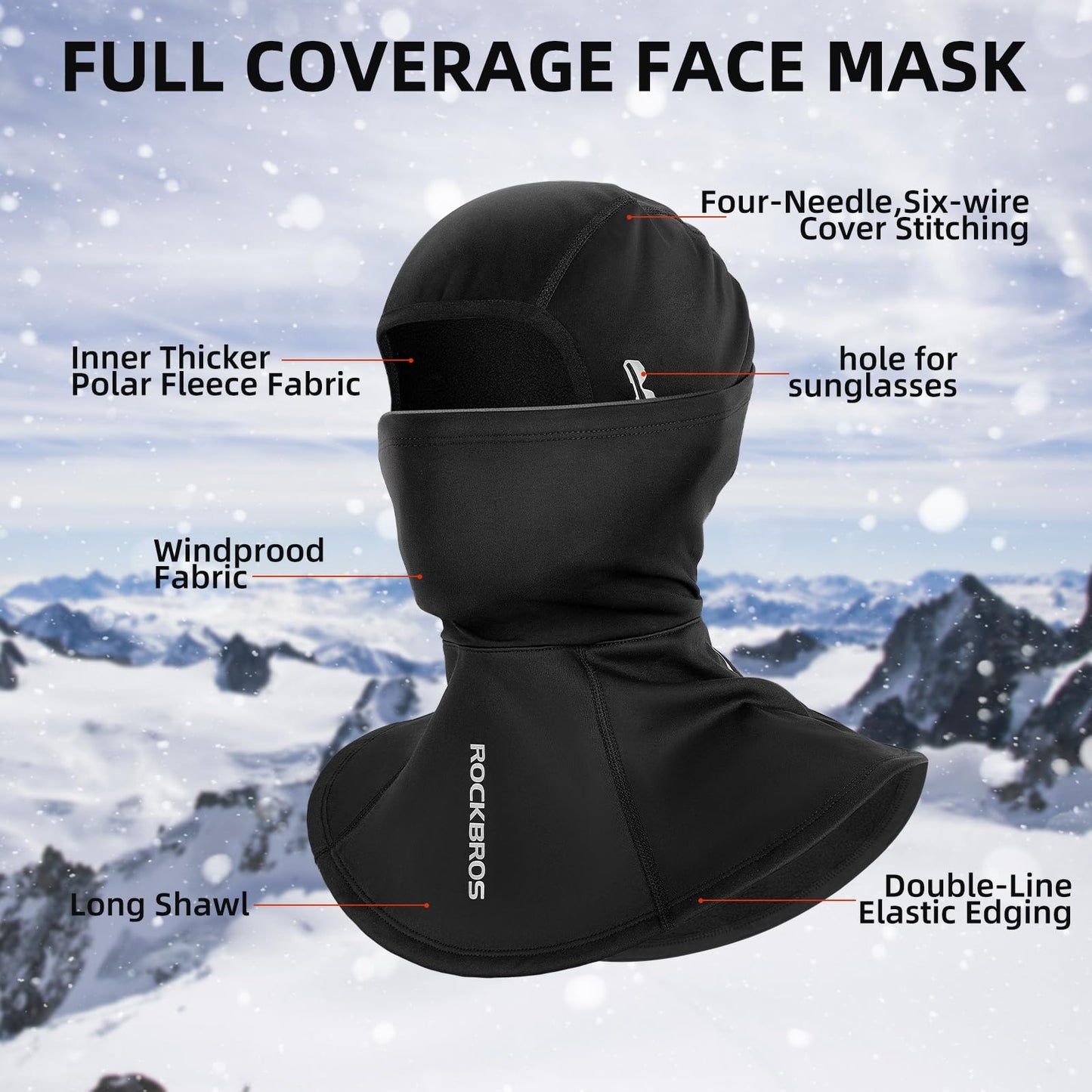 ROCKBROS Balaclava Ski Mask, Windproof Thermal Winter Neck Warmer Hood for Men  Women