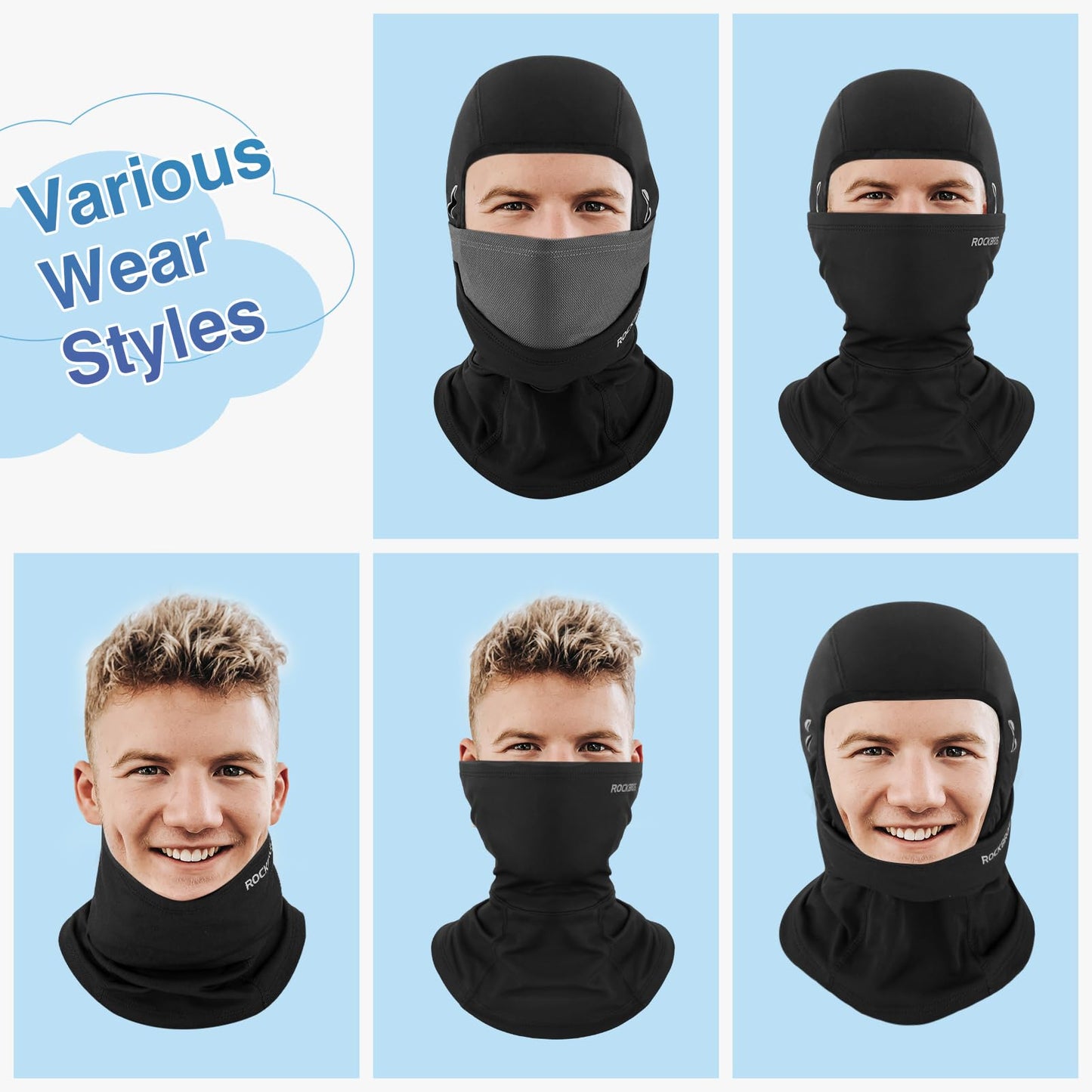 ROCKBROS Balaclava Ski Mask, Windproof Thermal Winter Neck Warmer Hood for Men  Women