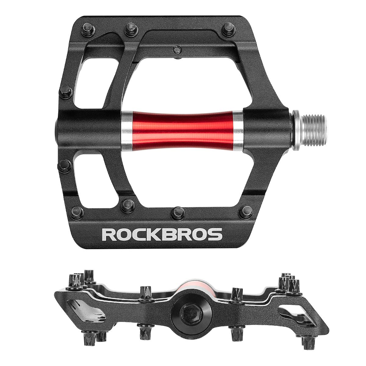 ROCKBROS MTB Pedals Platform Bike Pedal Aluminum 9/16" Bicycle Pedal Non-Slip Lightweight Flat Pedals for BMX Road Mountain Bikes