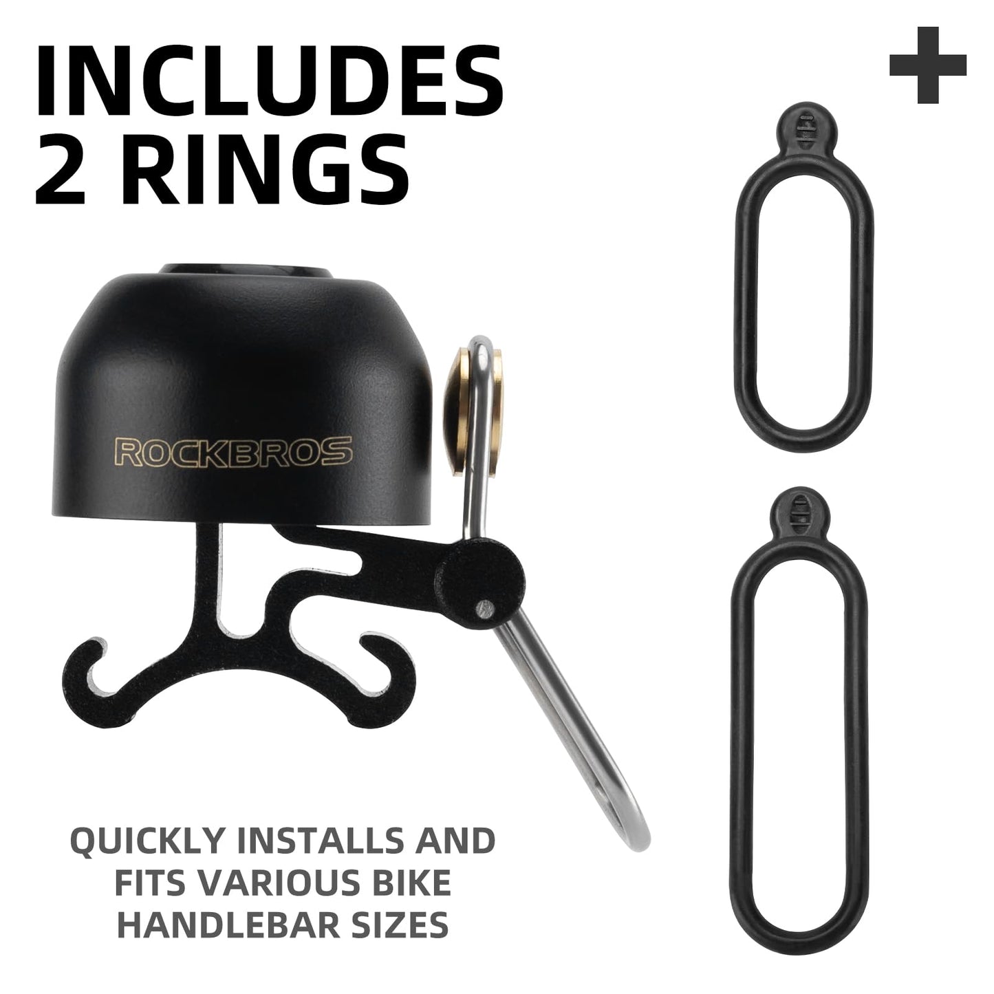ROCKBROS 100dB Bike Bell, Loud Bicycle Bell for Adults & Kids, Fits 0.87-1.34in Handlebars