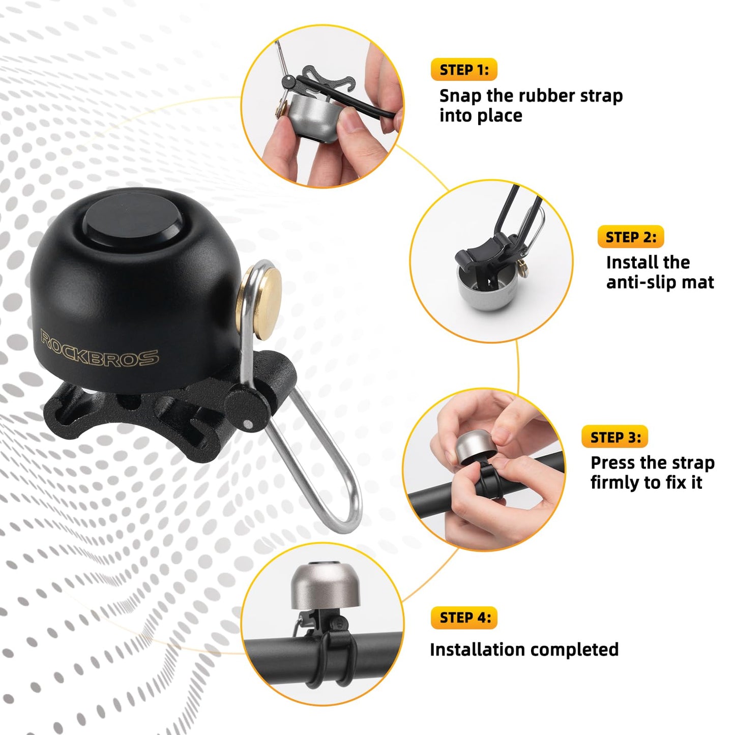 ROCKBROS 100dB Bike Bell, Loud Bicycle Bell for Adults & Kids, Fits 0.87-1.34in Handlebars