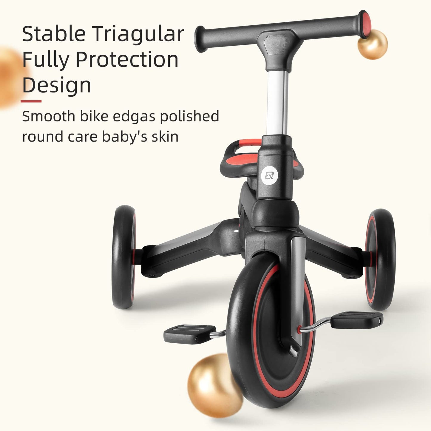 Kids 3 in 1 Tricycle Adjustable Seat Removable Pedals Toddler Ride On Bike