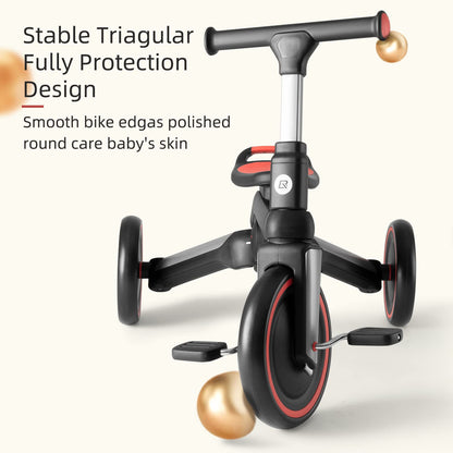 Kids 3 in 1 Tricycle Adjustable Seat Removable Pedals Toddler Ride On Bike