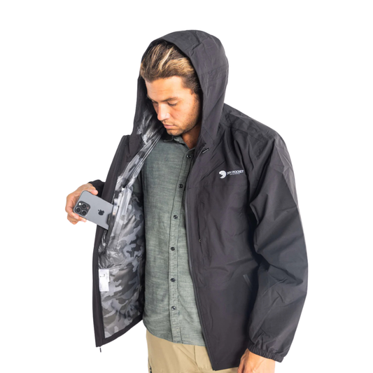 Waterproof Rain Jacket With A Waterproof Pocket