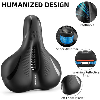 ROCKBROS Comfort Gel Bike Seat Breathable Waterproof Saddle Cruiser/Mountain/Fat Bikes - Triathlete Store