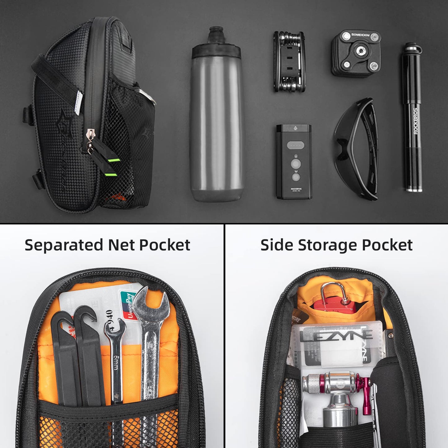 Waterproof Bike Saddle Bag with Bottle Holder