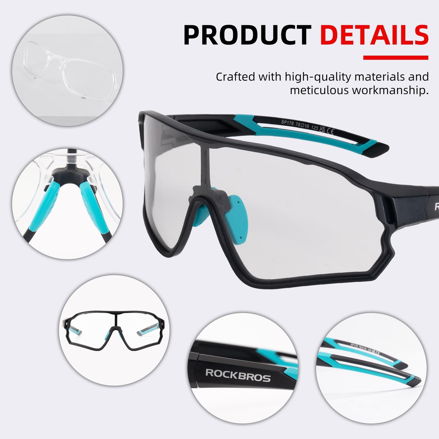 ROCKBROS Photochromic Sunglasses Thicken PC Lenses With UV400 Protection Coating