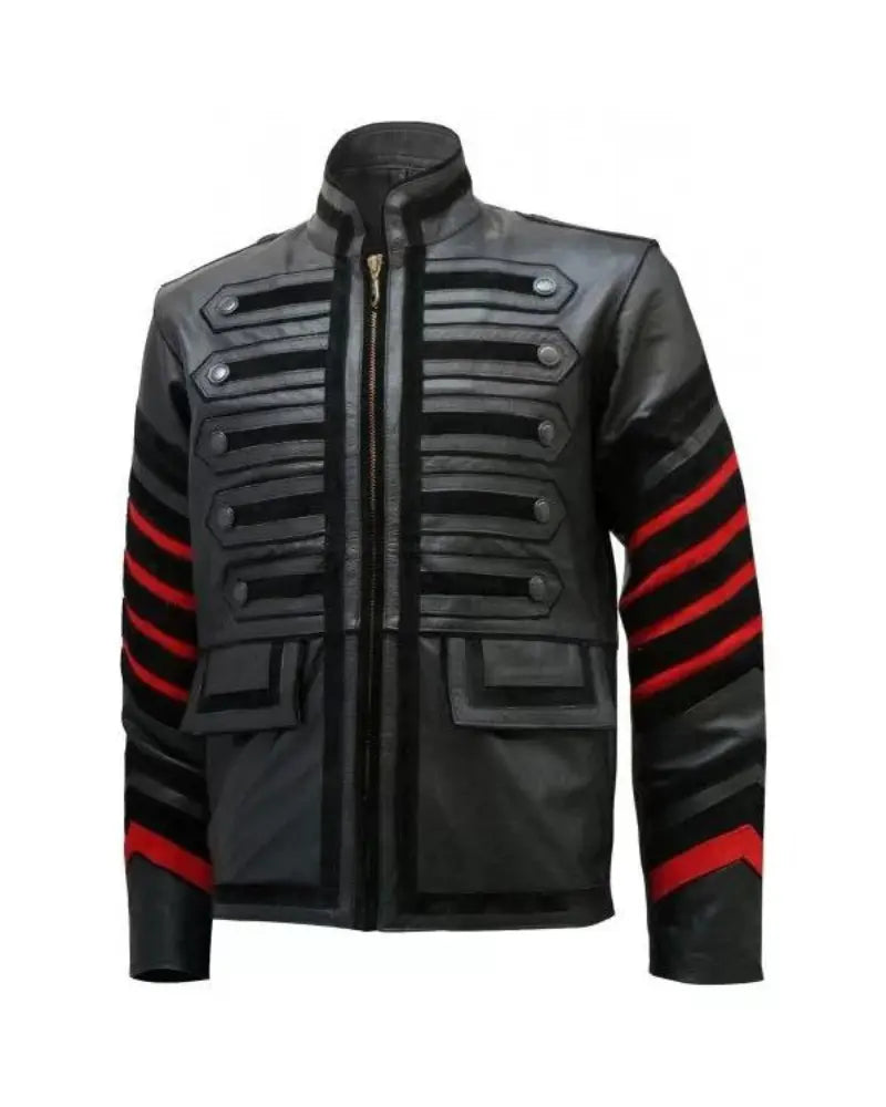 Black Leather Military Jacket for Men’s