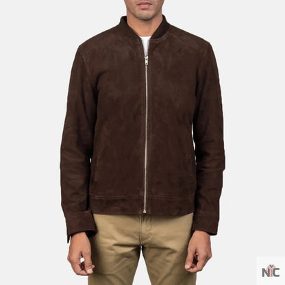 Blain Mocha Suede Bomber Jacket