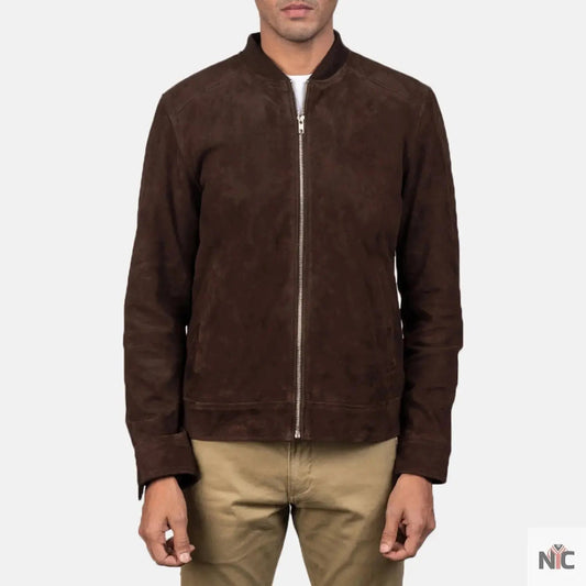 Blain Mocha Suede Bomber Jacket