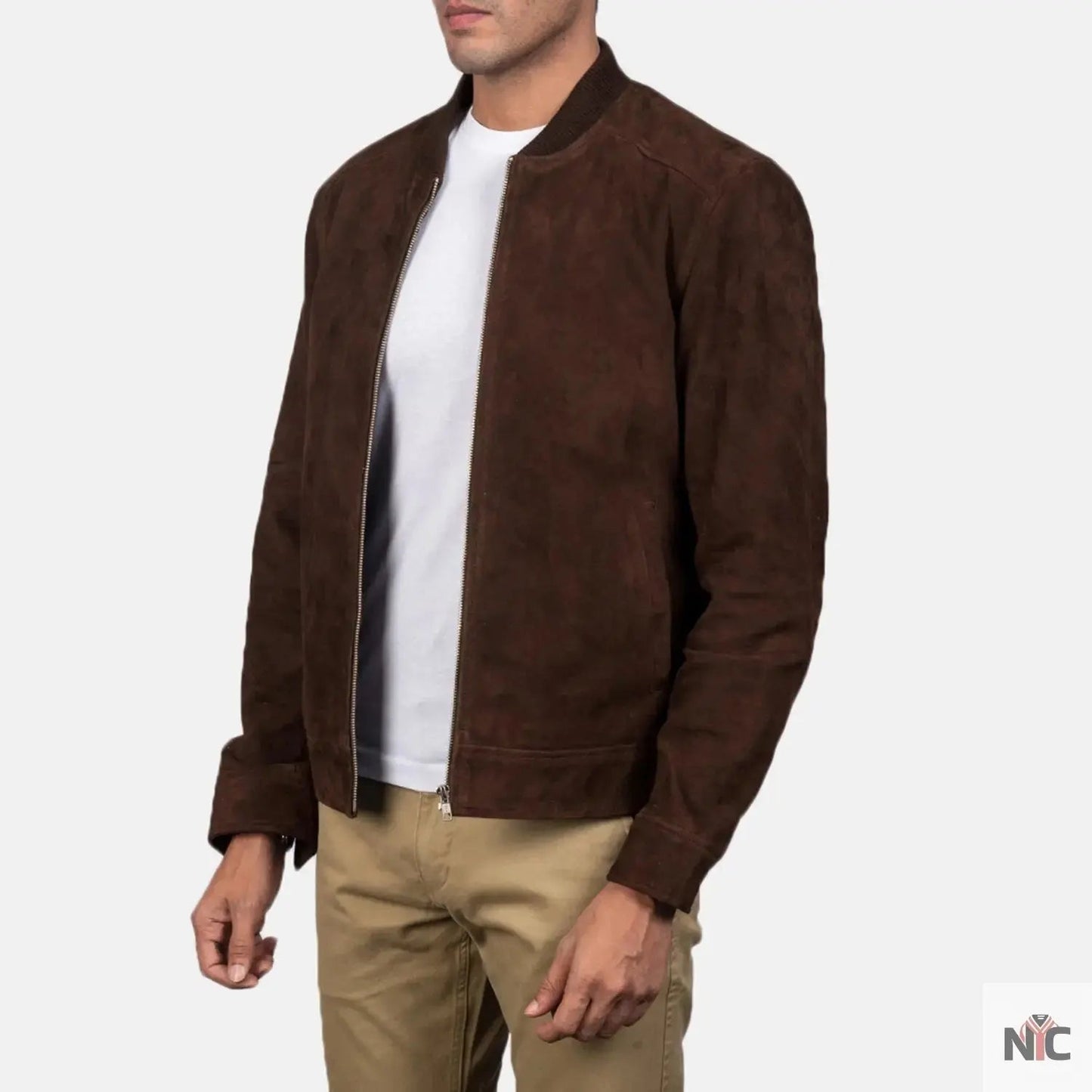 Blain Mocha Suede Bomber Jacket
