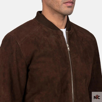 Blain Mocha Suede Bomber Jacket