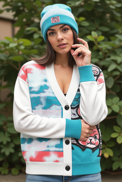 Blicky Kitty Knitted Unisex Cardigan