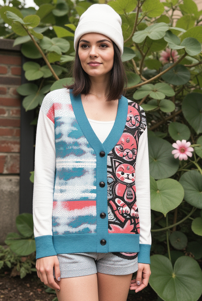 Blicky Kitty Knitted Unisex Cardigan