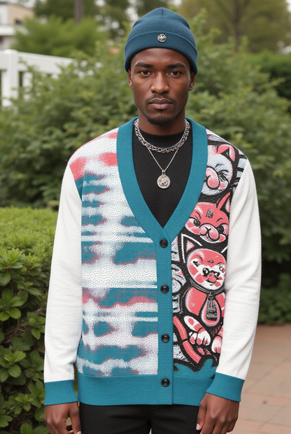 Blicky Kitty Knitted Unisex Cardigan