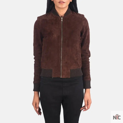 Bliss Brown Suede Bomber Jacket