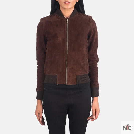Bliss Brown Suede Bomber Jacket