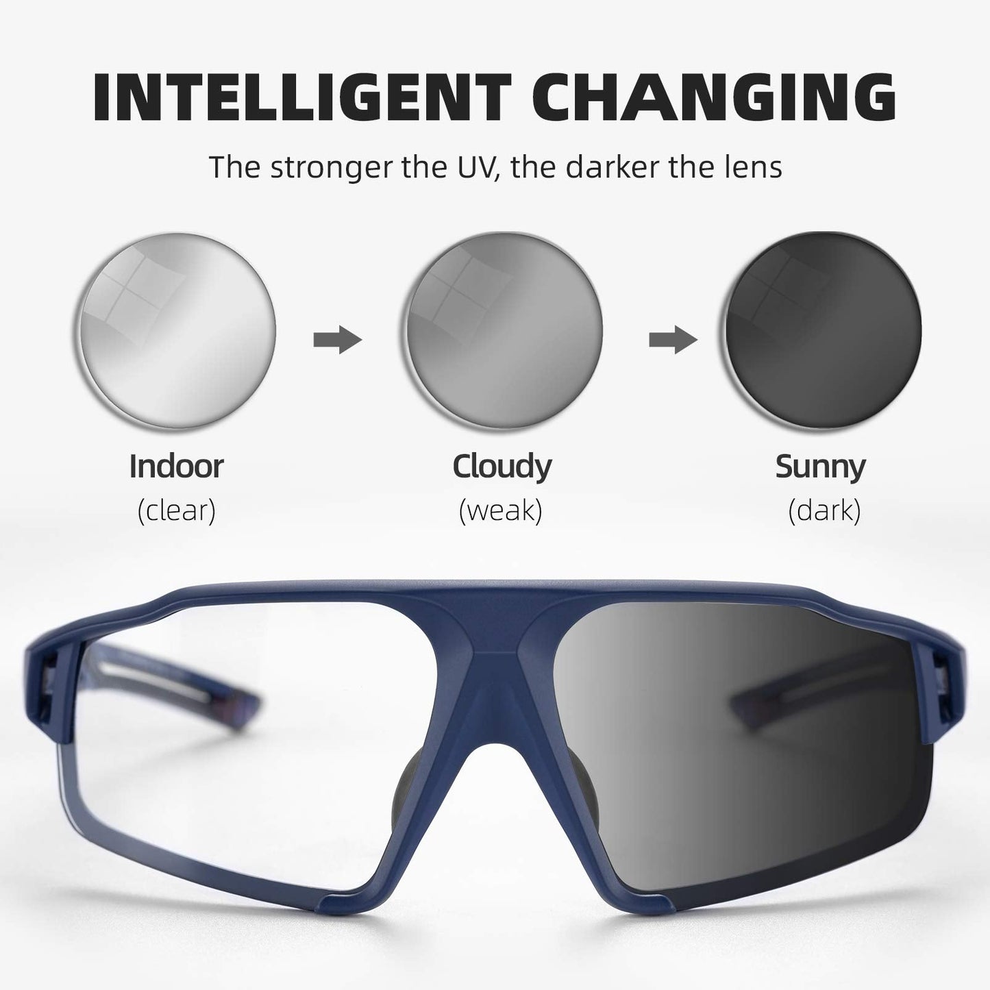 ROCKBROS Photochromic Cycling Glasses UV400 Lens