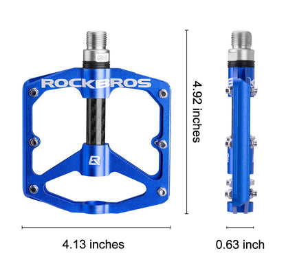 ROCKBROS Mountain MTB Bike Flat 9/16 Lightweight Carbon Fiber Sealed Bearing Pedals - Triathlete Store