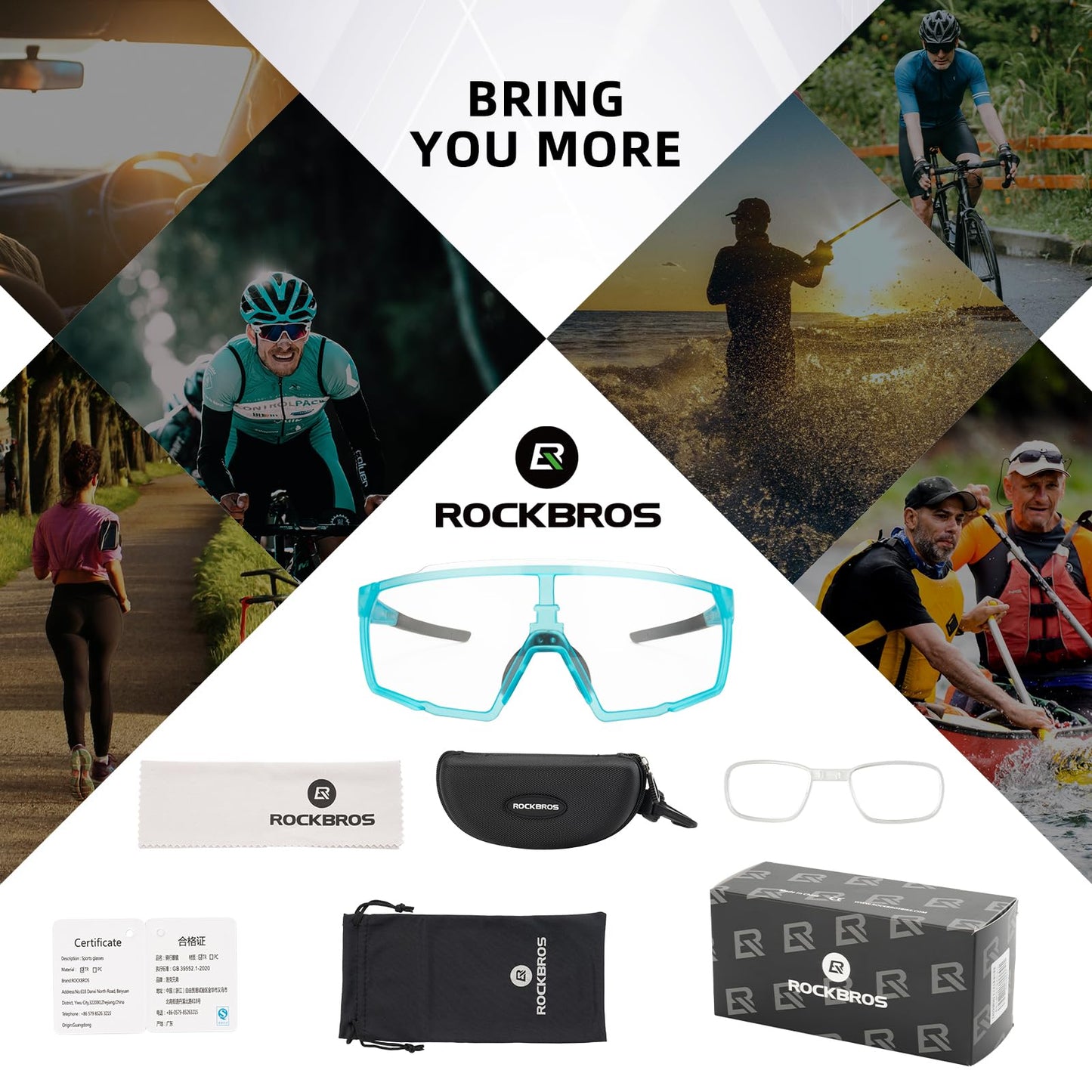 ROCKBROS Photochromic Sport Cycling Sunglasses for Men Women Lightweight UV Protection