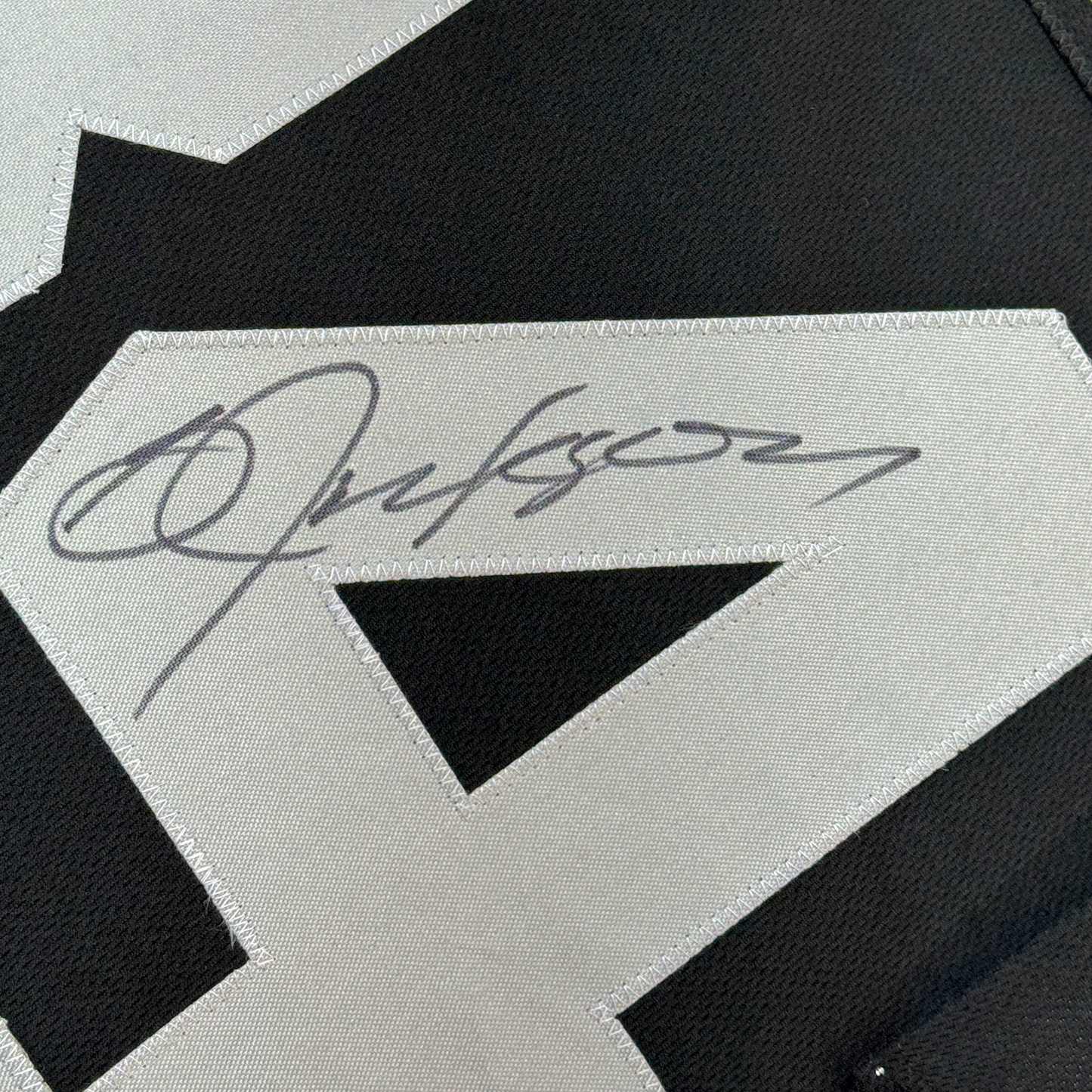 Framed Autographed/Signed Bo Jackson 35x39 Oakland Black Football Jersey JSA COA