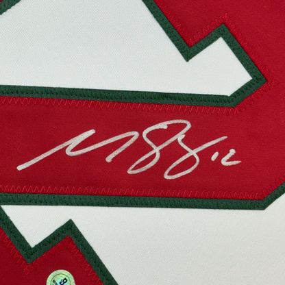 Framed Autographed/Signed Matt Boldy 35x39 Minnesota White Hockey Jersey Beckett BAS COA