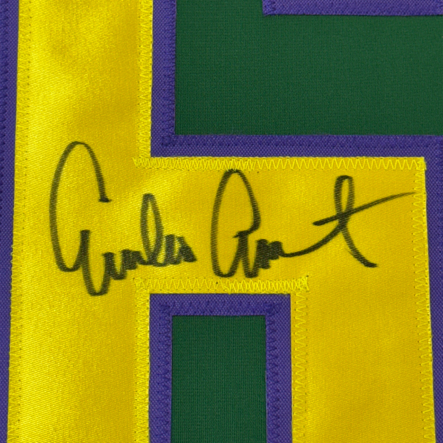 Framed Autographed/Signed Emilio Estevez Gordon Bombay 35x39 The Mighty Ducks Green Hockey Jersey PSA/DNA COA