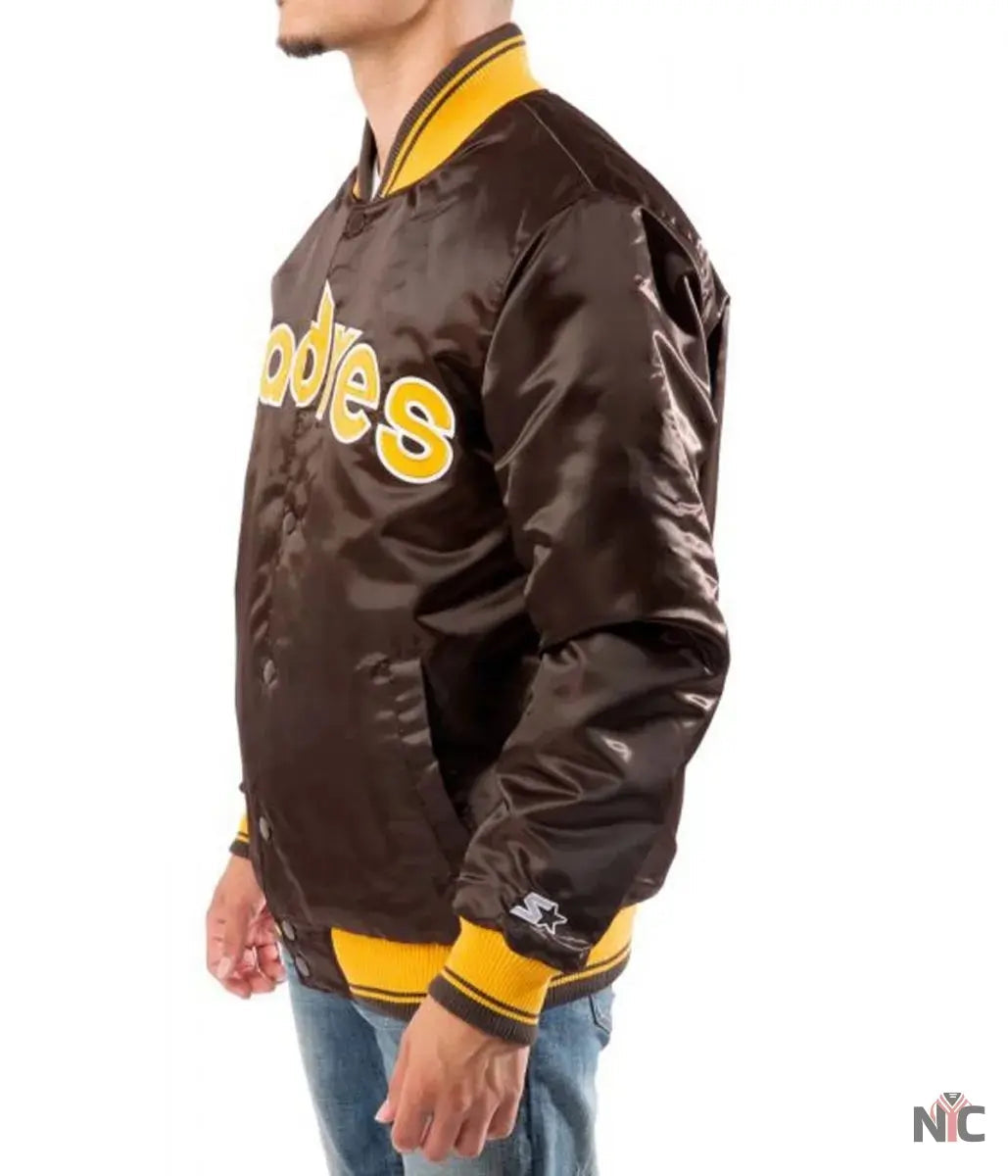 Bomber San Diego Padres Brown Satin Jacket