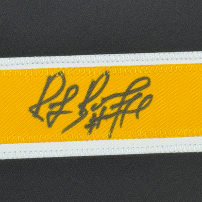 Framed Autographed/Signed Ray Bourque 35x39 Boston Black Hockey Jersey JSA COA