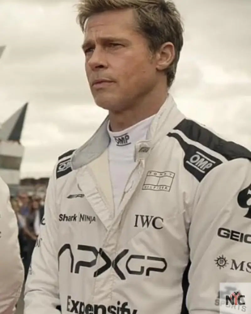 Brad Pitt F1 White And Black Racer Jacket
