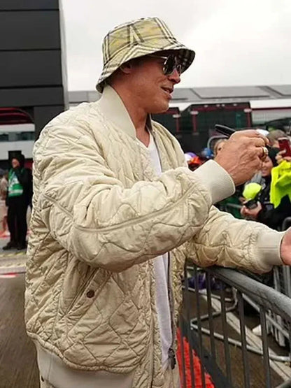 Brad Pitt F1 Quilted Bomber Jacket