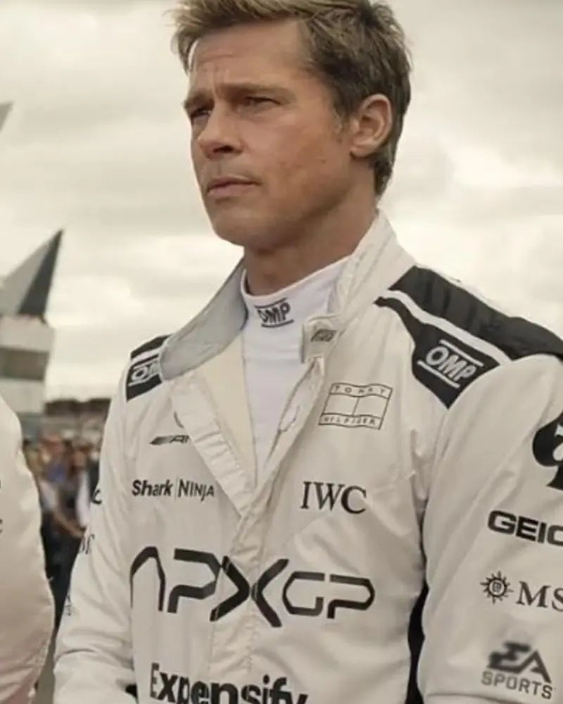 Brad Pitt F1 White And Black Racer Jacket