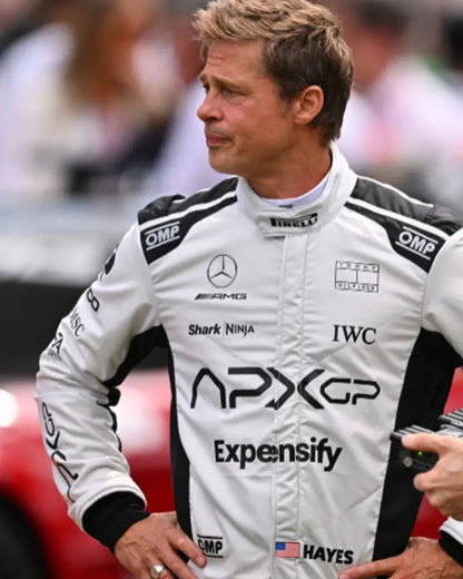 Brad Pitt F1 White And Black Racer Jacket