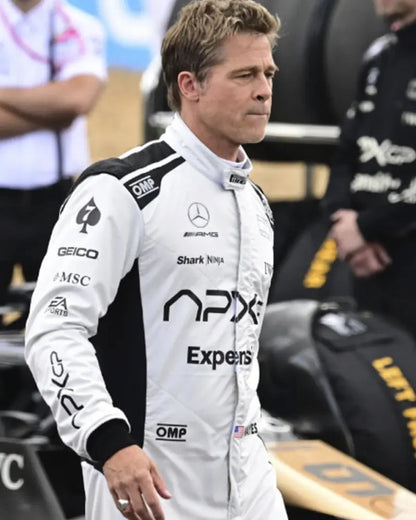 Brad Pitt F1 White And Black Racer Jacket