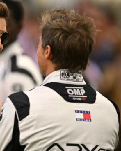 Brad Pitt F1 White And Black Racer Jacket