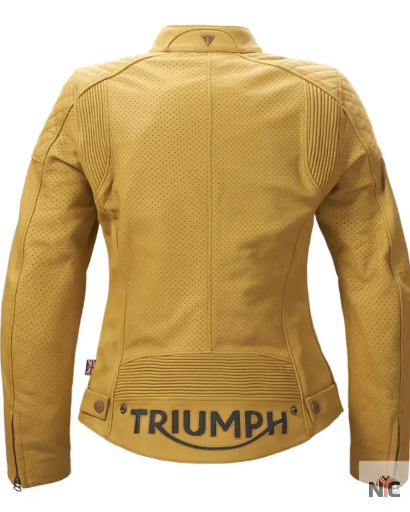 Braddan Women’s Air Race Gold Leather Motorcycle Jacket