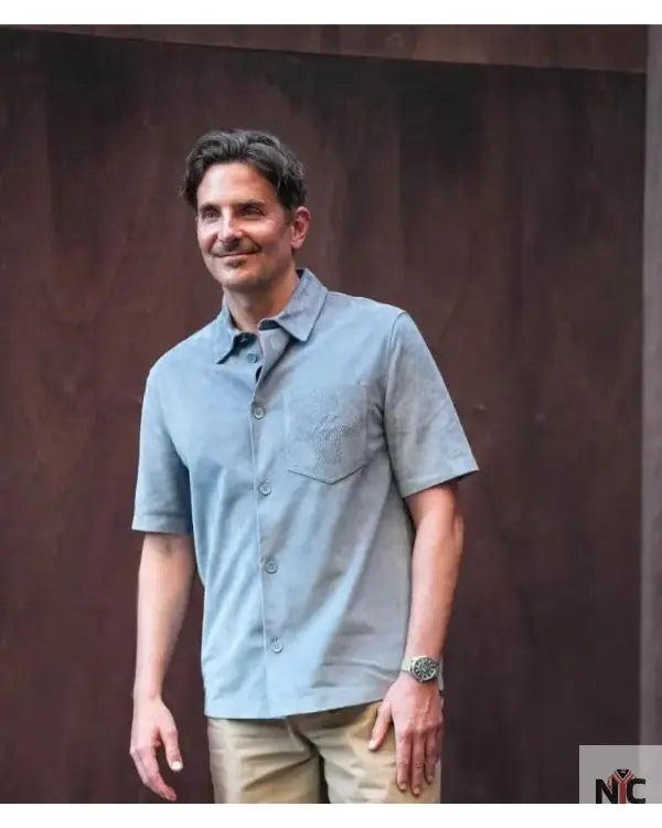 Bradley Cooper Paris Fashion Week Blue Shirt