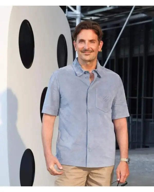 Bradley Cooper Paris Fashion Week Blue Shirt