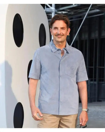 Bradley Cooper Paris Fashion Week Blue Shirt