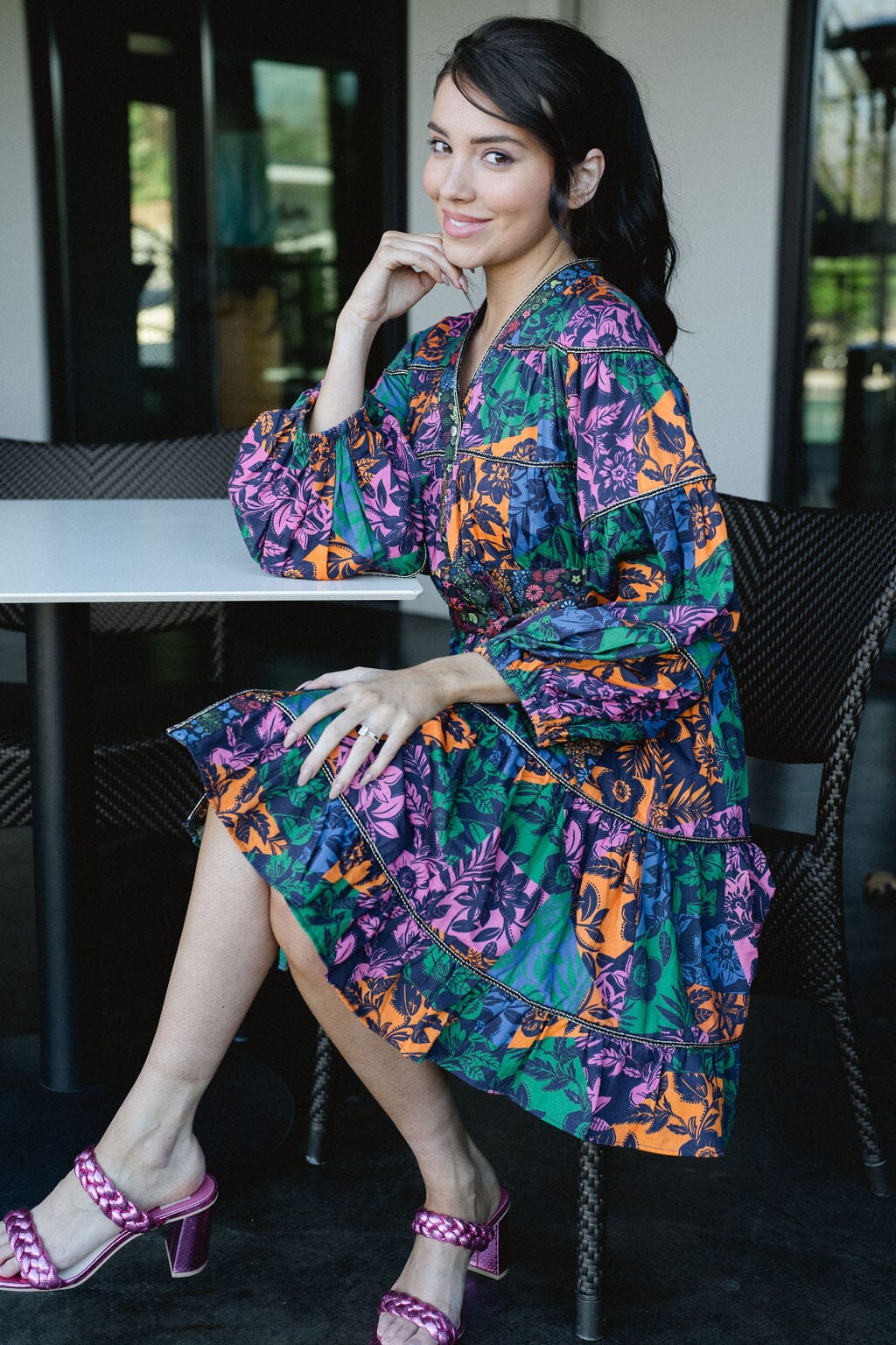 Delaney Colorblock Floral Dress - final sale