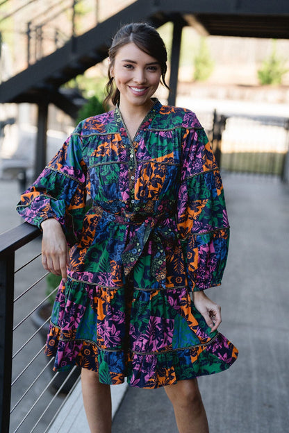 Delaney Colorblock Floral Dress - final sale