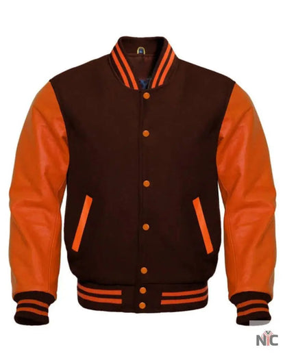 Brown And Orange Varsity Jacket