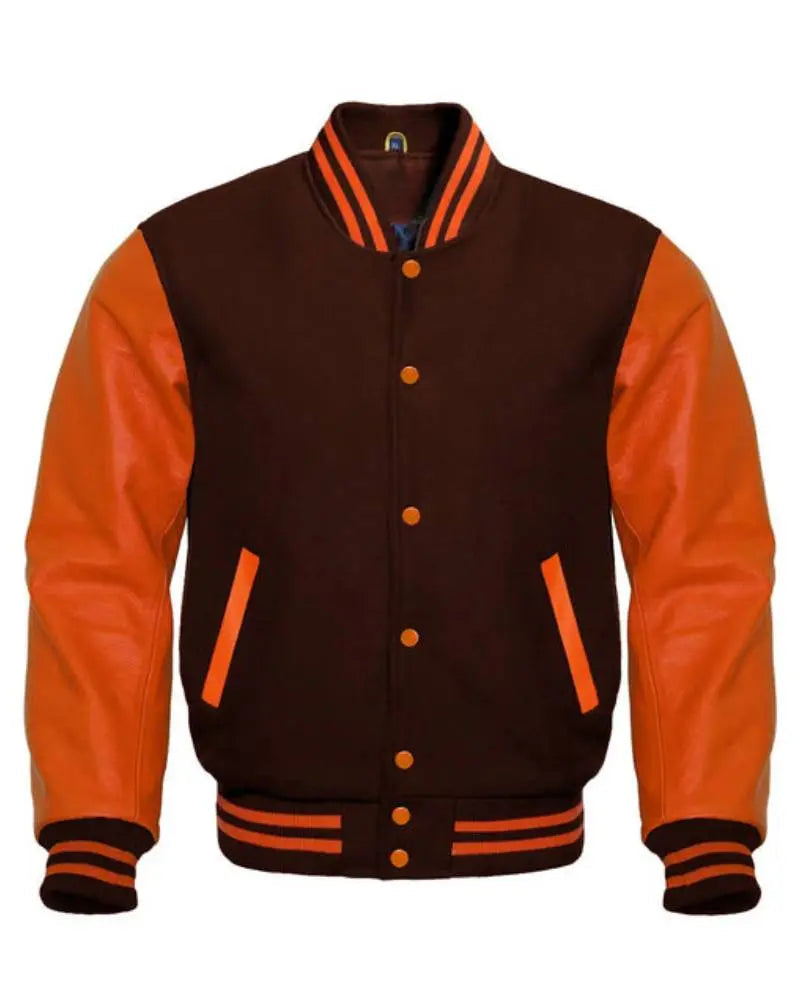 Brown And Orange Varsity Jacket