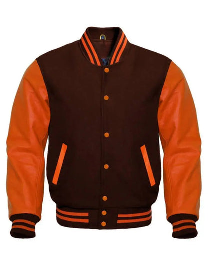 Brown And Orange Varsity Jacket