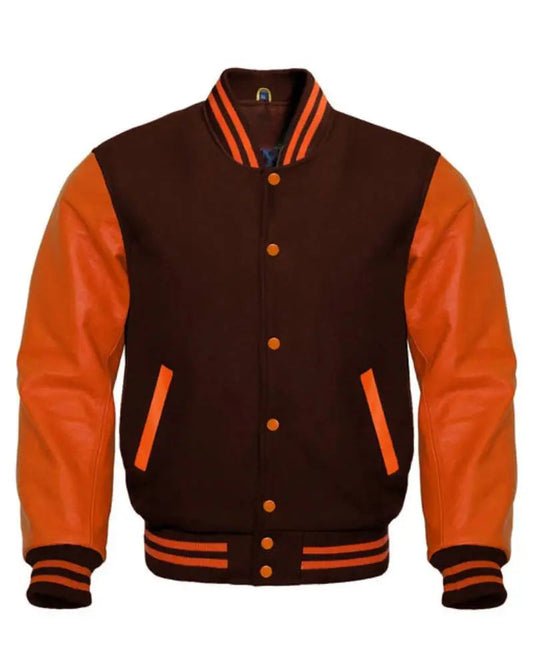 Brown And Orange Varsity Jacket