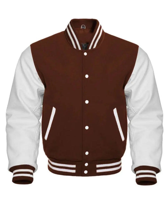 Brown And White Varsity Jacket