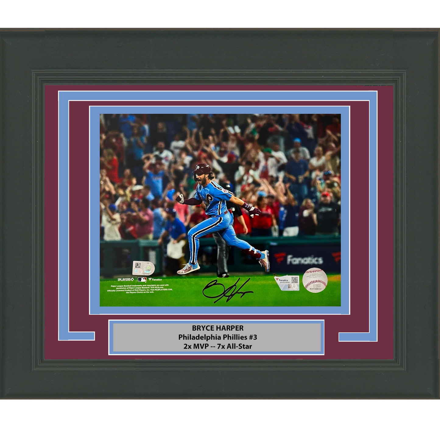 Framed Autographed/Signed Bryce Harper Philadelphia Phillies 8x10 Baseball Photo Fanatics & MLB COA #2