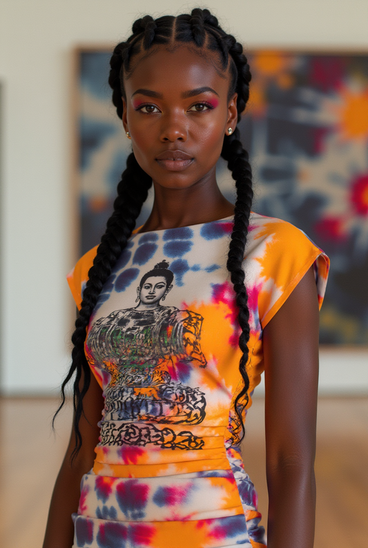 Buddha Lotus Sanskrit Tye Dye Bamboo Tencel Dress