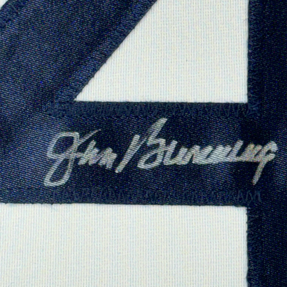 Framed Autographed/Signed Jim Bunning 35x39 Detroit White Baseball Jersey JSA COA
